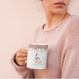 Rose Gold Glitzer Nail Salon Business Pen Holder Kaffeetasse