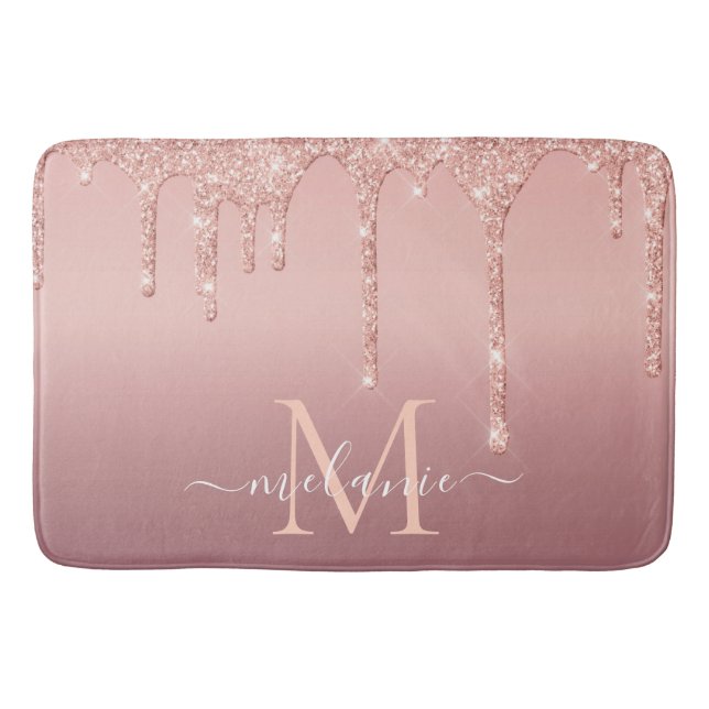 Rose Gold Glitzer Name Bath Mat Badematte (Vorderseite)