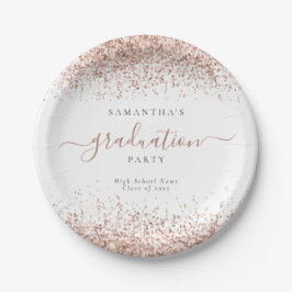Rose Gold Glitzer Name Graduation Party Pappteller