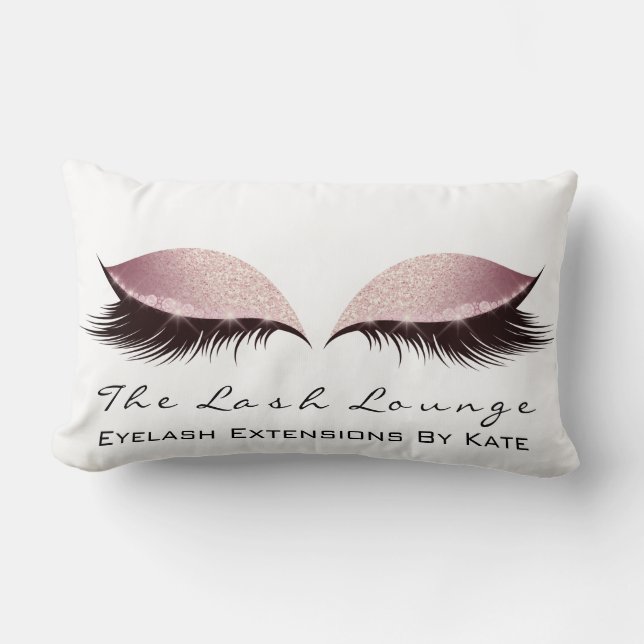 Rose Gold Glitzer Name Makeup Lashes Schönheit Lendenkissen (Vorderseite)
