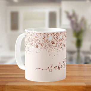 Rose Gold Glitzer Name Skript Glattform Kaffeetasse