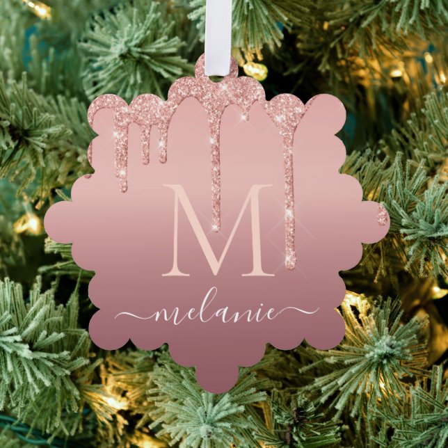 Rose Gold Glitzer Name Weihnachtsschmuckkarte Ornament Karte (Insitu (Baum))