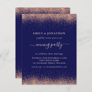 Rose Gold Glitzer Navy Abend Party Hochzeit Einladung