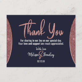 Rose Gold Glitzer Navy Blue Circle Vielen Dank Postkarte