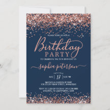 Rose Gold Glitzer Navy Blue jedes Alter Geburtstag