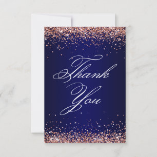Rose Gold Glitzer Navy Ombre Elegant 40. Geburtsta Dankeskarte