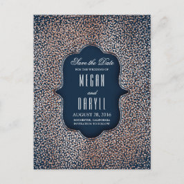 Rose Gold Glitzer Navy Vintag Save the Date Ankündigungspostkarte