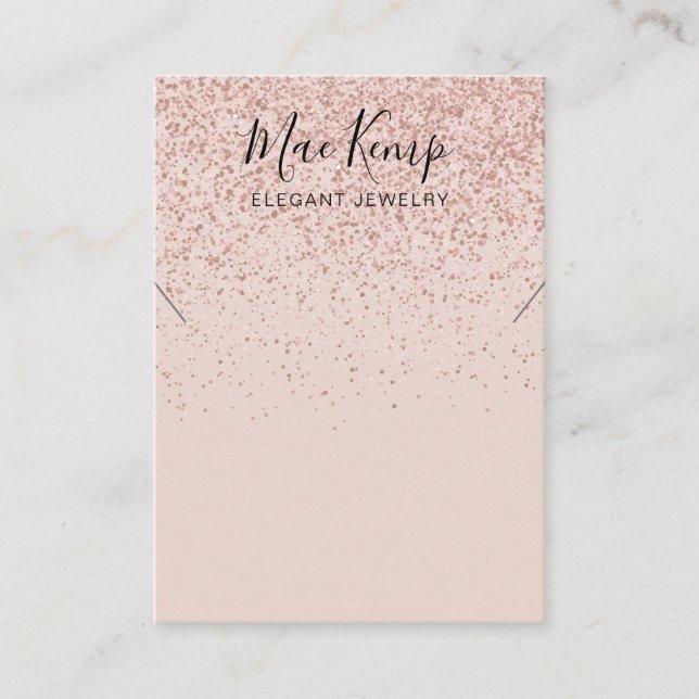 Rose Gold Glitzer Necklace Juwelier Display Card Visitenkarte (Vorderseite)
