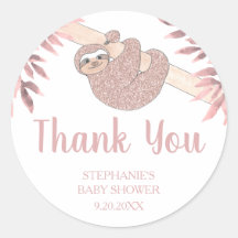 Rose Gold Glitzer Niedlich Sloth Baby Duschaufkleb