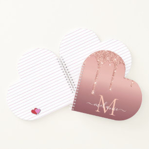 Rose Gold Glitzer Notebook Individuelle Name Lette Notizbuch