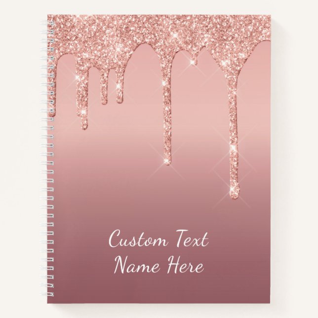 Rose-Gold-Glitzer-Notebook mit benutzerdefiniertem Notizbuch (Vorderseite)
