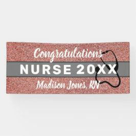 Rose Gold Glitzer Nurase Abschluss Class Name Banner