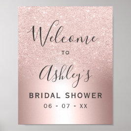 Rose Gold Glitzer Ober Folie Brautparty willkommen Poster