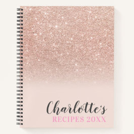 Rose Gold Glitzer Ober funkelnde Rosa Rezepte Notizbuch