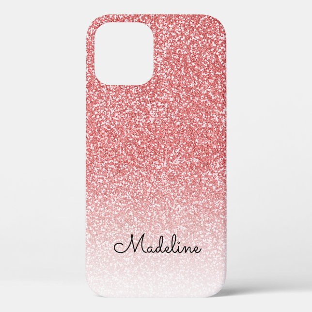 Rose Gold Glitzer Ombre Black Script Name Case-Mate iPhone Hülle (Rückseite)