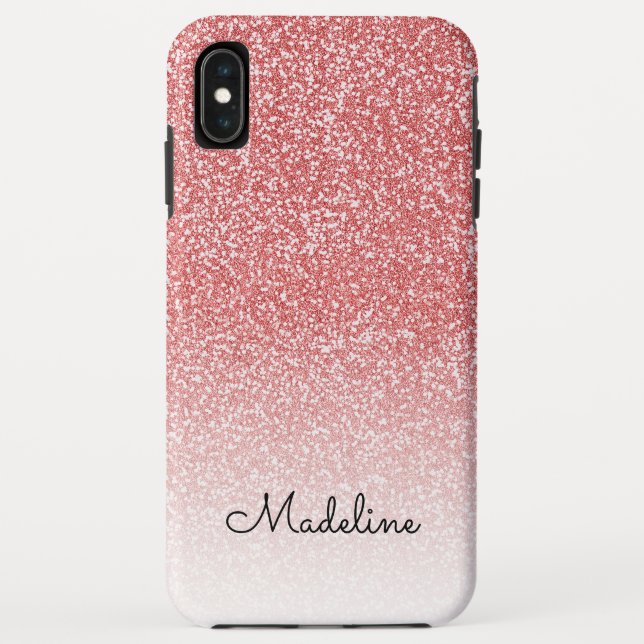 Rose Gold Glitzer Ombre Black Script Name Case-Mate iPhone Hülle (Rückseite)