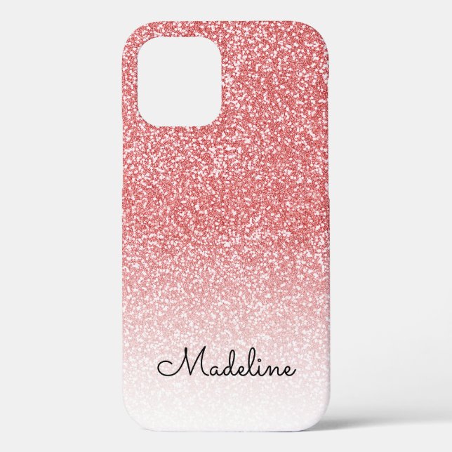 Rose Gold Glitzer Ombre Black Script Name Case-Mate iPhone Hülle (Rückseite)