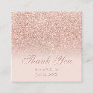 Rose Gold Glitzer ombre blush Danke Hochzeit Quadratische Visitenkarte