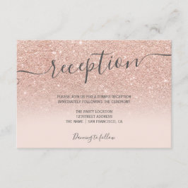 Rose gold Glitzer ombre blush script Empfang Begleitkarte