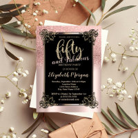 Rose Gold Glitzer Ombre Border 50. Geburtstagspart