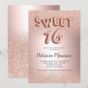 Rose Gold Glitzer ombre Buchstaben metallisch süß Einladung