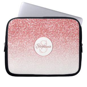Rose Gold Glitzer Ombre Foil Monogram Laptopschutzhülle