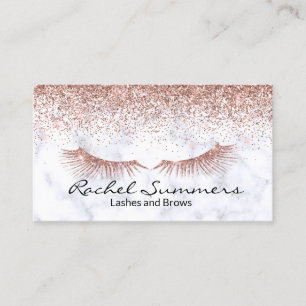 Rose Gold Glitzer Ombre Marble Eyebrow Eyelash Visitenkarte