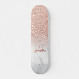 Rose Gold Glitzer ombre Marmor Chic Fügen Sie Ihre Skateboard
