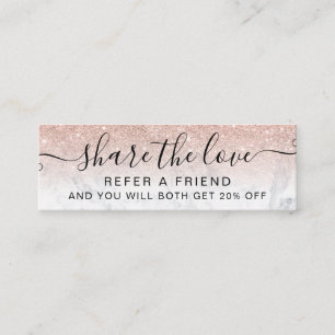 Rose Gold Glitzer ombre Marmor chic Referenzkarte Mini Visitenkarte