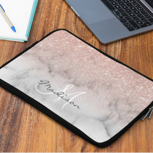 Rose Gold Glitzer ombre Marmor Monogram Laptopschutzhülle
