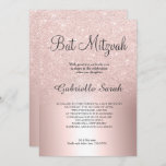 Rose Gold Glitzer ombre Metallfolie Bat Mitzvah Einladung<br><div class="desc">Ein schicker und luxuriöser Rose Gold Glitzer ombre Metallic Folie mit eleganter Kalligraphie Typografie für eine Bat Mitzvah Einladung .</div>