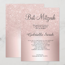 Rose Gold Glitzer ombre Metallfolie Bat Mitzvah Einladung