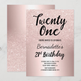 Rose Gold Glitzer ombre metallic 21. Geburtstag Einladung