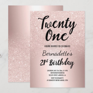 Rose Gold Glitzer ombre metallic 21. Geburtstag Einladung