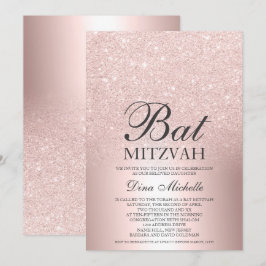 Rose Gold Glitzer ombre Metallic chic Bat Mitzvah Einladung