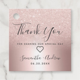 Rose Gold Glitzer ombre Metallic Danke Hochzeit Geschenkanhänger