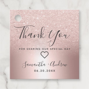 Rose Gold Glitzer ombre Metallic Danke Hochzeit Geschenkanhänger