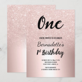 Rose Gold Glitzer ombre Metallic erste Geburtstag Einladung