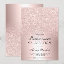 Rose Gold Glitzer ombre Metallic Folie Quinceñera Einladung