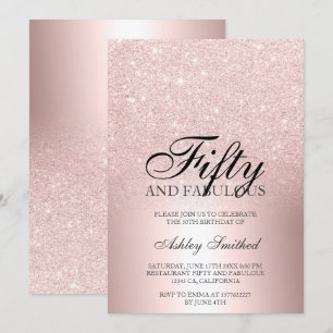 Rose Gold Glitzer ombre metallic fünfzig fabelhaft Einladung