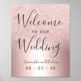 Rose Gold Glitzer ombre Metallische Hochzeitsempfa Poster