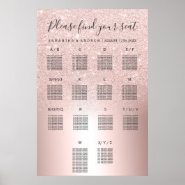 Rose Gold Glitzer ombre Metallisches Sitzdiagramm Poster