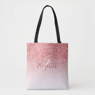 Rose Gold Glitzer Ombre Modern Monogram