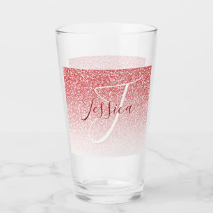 Rose Gold Glitzer Ombre Modern Monogram Glas