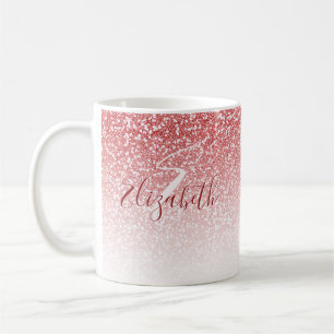 Rose Gold Glitzer Ombre Modern Monogram Kaffeetasse