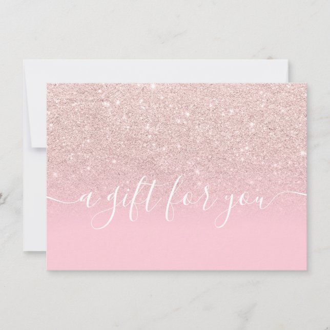 Rose Gold Glitzer ombre pink Geschenkgutschein (Vorderseite)