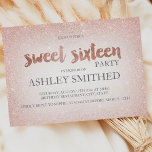 Rose Gold Glitzer ombre schicke moderne Sweet 16 Einladung<br><div class="desc">Ein modernes,  originelles und einfaches Imitat Rose Gold Glitzer ombre Sweet 16 Geburtstagsfeier Einladung auf einem vollständig anpassbaren Farbhintergrund.</div>