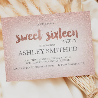 Rose Gold Glitzer ombre schicke moderne Sweet 16 Einladung