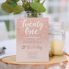 Rose gold Glitzer ombre script chic 21. Geburtstag Einladung