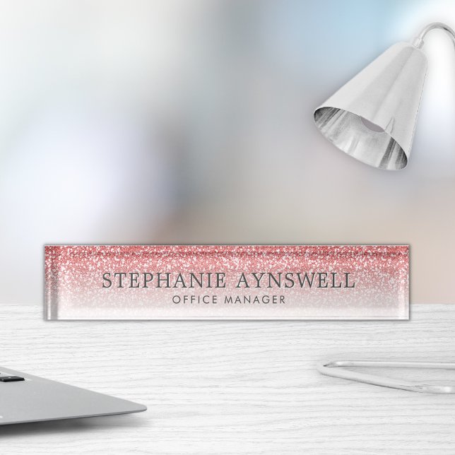 Rose Gold Glitzer Ombre Trendy Namensplakette (Von Creator hochgeladen)